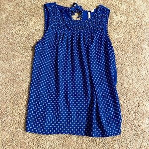 Sleeveless royal blue blouse